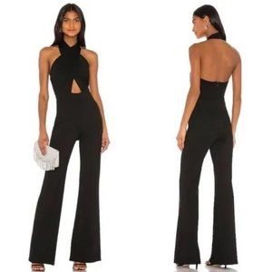 Amanda Uprichard x Revolve Zahara Jumpsuit Size S Black Halter Neck Ponte Fabric